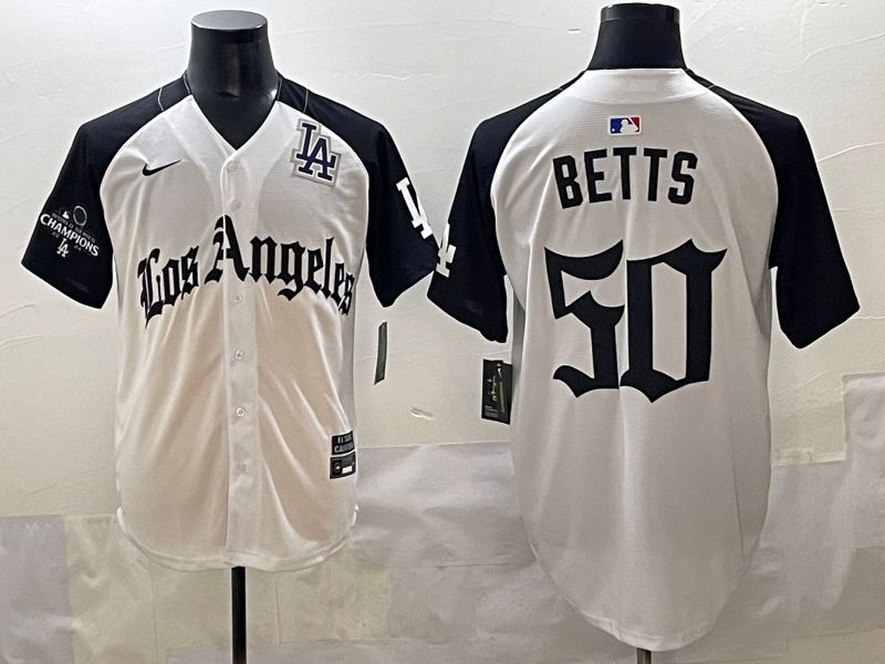 Men 2025 Los Angeles Dodgers #50 Betts White black Five generations Joint Name Nike MLB Jersey style 52611->los angeles dodgers->MLB Jersey